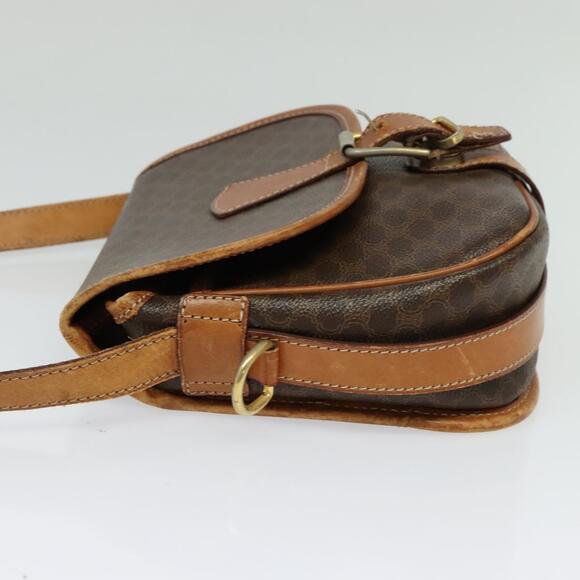 CELINE Macadam Canvas Shoulder Bag Pvc Leather Brown Gold - Picture 4 of 13